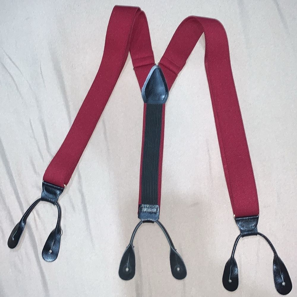 Red elastic braces (suspenders)